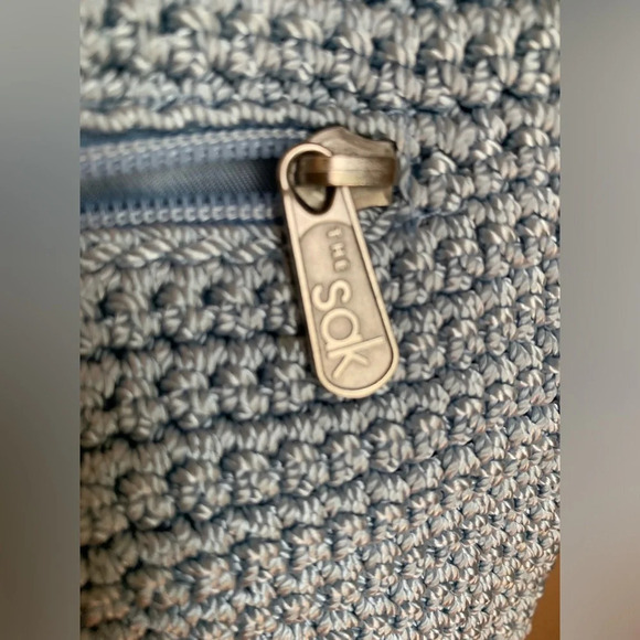 The sak knitted crochet y2k purse, light blue knit shoulder bag mini - Picture 4 of 9